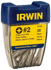 Irwin - #2, Insert Phillips Screwdriver Bit - 1/4" Drive, 1" OAL - All Tool & Supply