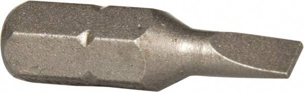 Irwin - 5/32" x 0.032" Blade, 1/4" Drive Slotted Screwdriver Bit - 1" OAL - All Tool & Supply