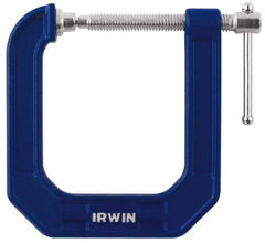 Irwin - Regular-Duty 2" Max Opening, 3-1/2" Throat Depth, Cast Iron Standard C-Clamp - 600 Lb Capacity, 0" Min Opening, Deep Throat - All Tool & Supply