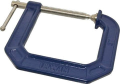 Irwin - Regular-Duty 3" Max Opening, 4-1/2" Throat Depth, Cast Iron Standard C-Clamp - 750 Lb Capacity, 0" Min Opening, Deep Throat - All Tool & Supply