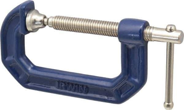 Irwin - Regular-Duty 2" Max Opening, 1-5/16" Throat Depth, Cast Iron Standard C-Clamp - 600 Lb Capacity, 0" Min Opening, Standard Throat Depth - All Tool & Supply