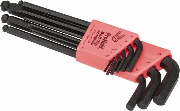 Bondhus - 9 Piece L-Key Ball End Hex Key Set - Hex Range 1.5 to 10mm - All Tool & Supply