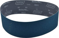 Norton - 4" Wide x 36" OAL, 80 Grit, Zirconia Alumina Abrasive Belt - Zirconia Alumina, Medium, Coated, Y Weighted Cloth Backing, Dry, Series R821 - All Tool & Supply