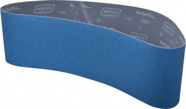 Norton - 6" Wide x 48" OAL, 60 Grit, Zirconia Alumina Abrasive Belt - Zirconia Alumina, Medium, Coated, Y Weighted Cloth Backing, Dry, Series R821 - All Tool & Supply