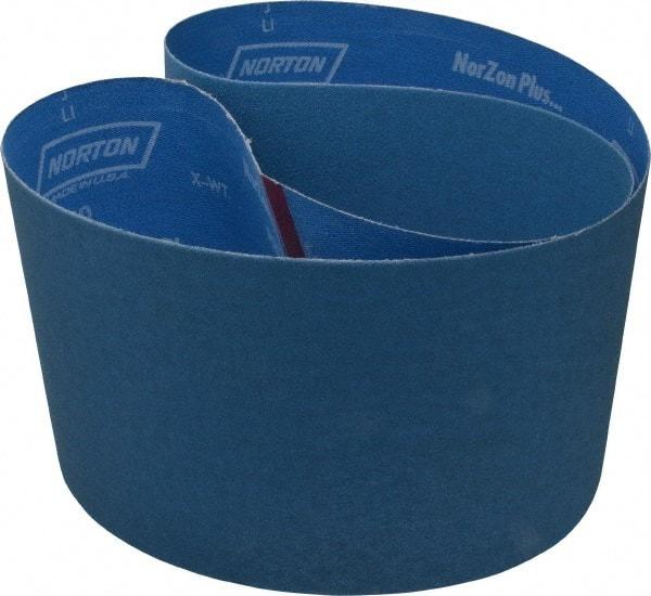 Norton - 6" Wide x 48" OAL, 120 Grit, Zirconia Alumina Abrasive Belt - Zirconia Alumina, Fine, Coated, X Weighted Cloth Backing, Series R823 - All Tool & Supply