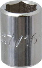 Proto - 7/16", 1/4" Drive, Standard Hand Socket - 6 Points, 7/8" OAL, Chrome Finish - All Tool & Supply