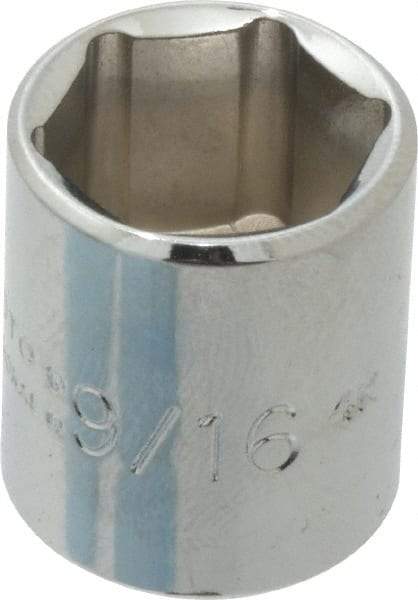 Proto - 9/16", 1/4" Drive, Standard Hand Socket - 6 Points, 7/8" OAL, Chrome Finish - All Tool & Supply