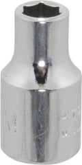 Proto - 1/4" Drive, Standard Hand Socket - 6 Points, 7/8" OAL, Chrome Finish - All Tool & Supply