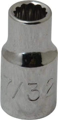 Proto - 7/32", 1/4" Drive, Standard Hand Socket - 12 Points, 7/8" OAL, Chrome Finish - All Tool & Supply