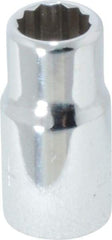 Proto - 1/4", 1/4" Drive, Standard Hand Socket - 12 Points, 7/8" OAL, Chrome Finish - All Tool & Supply