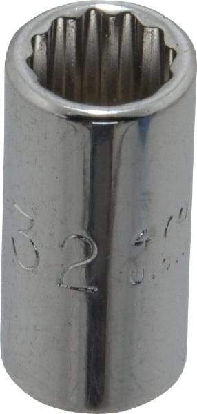 Proto - 9/32", 1/4" Drive, Standard Hand Socket - 12 Points, 7/8" OAL, Chrome Finish - All Tool & Supply