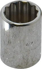 Proto - 7/16", 1/4" Drive, Standard Hand Socket - 12 Points, 7/8" OAL, Chrome Finish - All Tool & Supply