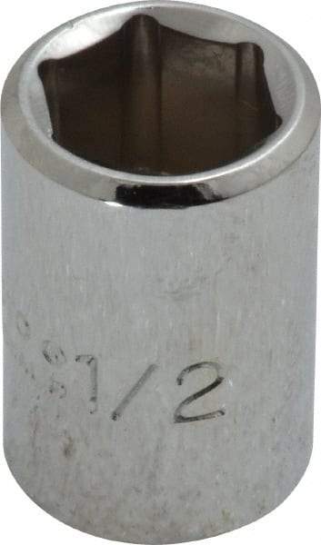 Proto - 1/2", 3/8" Drive, Standard Hand Socket - 6 Points, 1-1/8" OAL, Chrome Finish - All Tool & Supply