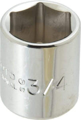 Proto - 3/4", 3/8" Drive, Standard Hand Socket - 6 Points, 1-3/16" OAL, Chrome Finish - All Tool & Supply