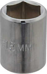 Proto - 3/8" Drive, Standard Hand Socket - 6 Points, 1-1/8" OAL, Chrome Finish - All Tool & Supply