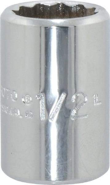 Proto - 1/2", 3/8" Drive, Standard Hand Socket - 12 Points, 1-1/8" OAL, Chrome Finish - All Tool & Supply