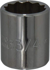 Proto - 3/4", 3/8" Drive, Standard Hand Socket - 12 Points, 1-3/16" OAL, Chrome Finish - All Tool & Supply