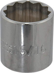 Proto - 15/16", 3/8" Drive, Standard Hand Socket - 12 Points, 1-5/16" OAL, Chrome Finish - All Tool & Supply