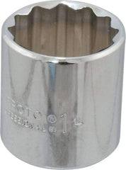 Proto - 1", 3/8" Drive, Standard Hand Socket - 12 Points, 1-3/8" OAL, Chrome Finish - All Tool & Supply