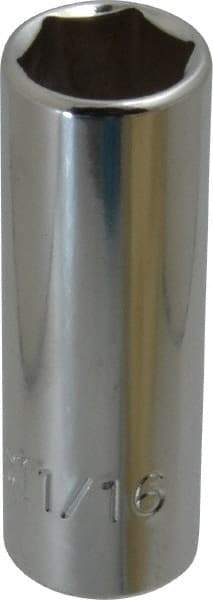 Proto - 11/16", 3/8" Drive, Deep Hand Socket - 6 Points, 2-3/4" OAL, Chrome Finish - All Tool & Supply