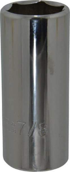 Proto - 7/8", 3/8" Drive, Deep Hand Socket - 6 Points, 2-3/4" OAL, Chrome Finish - All Tool & Supply