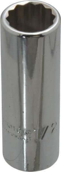 Proto - 1/2", 3/8" Drive, Deep Hand Socket - 12 Points, 2-1/8" OAL, Chrome Finish - All Tool & Supply