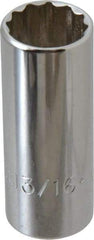 Proto - 13/16", 3/8" Drive, Deep Hand Socket - 12 Points, 2-3/4" OAL, Chrome Finish - All Tool & Supply