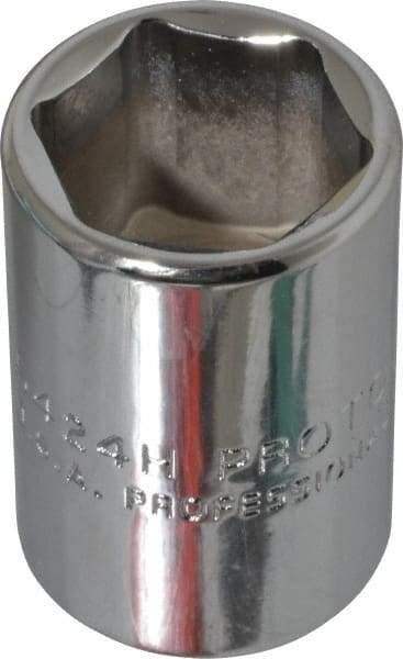 Proto - 3/4", 1/2" Drive, Standard Hand Socket - 6 Points, 1-1/2" OAL, Chrome Finish - All Tool & Supply