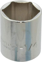 Proto - 1-1/4", 1/2" Drive, Standard Hand Socket - 6 Points, 1-55/64" OAL, Chrome Finish - All Tool & Supply