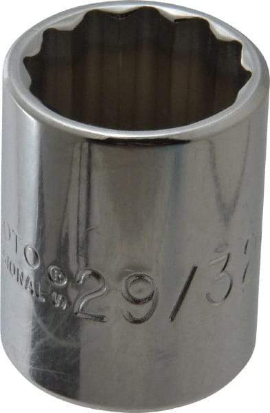 Proto - 29/32", 1/2" Drive, Standard Hand Socket - 12 Points, 1-9/16" OAL, Chrome Finish - All Tool & Supply