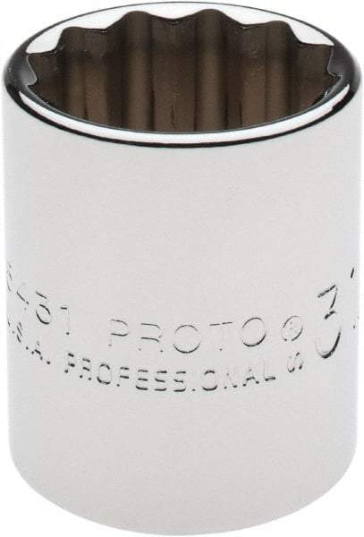 Proto - 31/32", 1/2" Drive, Standard Hand Socket - 12 Points, 1-9/16" OAL, Chrome Finish - All Tool & Supply