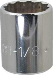 Proto - 1-1/8", 1/2" Drive, Standard Hand Socket - 12 Points, 1-3/4" OAL, Chrome Finish - All Tool & Supply