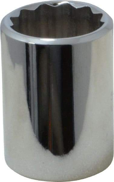 Proto - 1/2" Drive, Standard Hand Socket - 12 Points, 1-1/2" OAL, Chrome Vanadium, Chrome Finish - All Tool & Supply