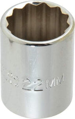 Proto - 1/2" Drive, Standard Hand Socket - 12 Points, 1-17/32" OAL, Chrome Finish - All Tool & Supply