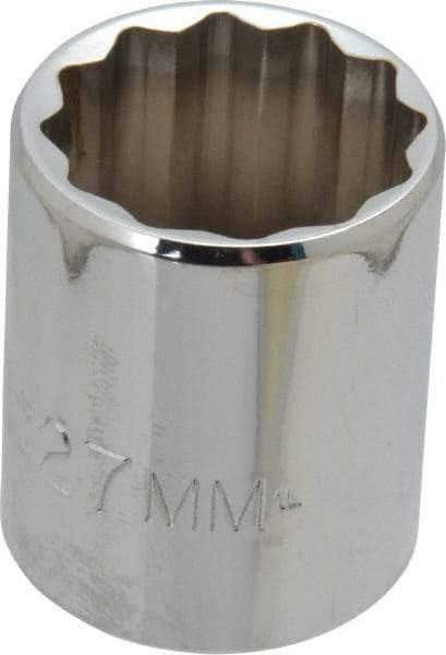 Proto - 1/2" Drive, Standard Hand Socket - 12 Points, 1-17/32" OAL, Chrome Finish - All Tool & Supply