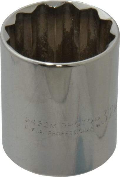 Proto - 1/2" Drive, Standard Hand Socket - 12 Points, 1-25/32" OAL, Chrome Finish - All Tool & Supply