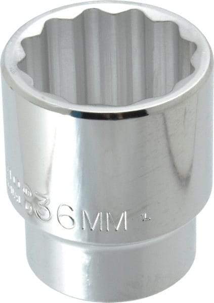 Proto - 1/2" Drive, Standard Hand Socket - 12 Points, 2-1/4" OAL, Chrome Finish - All Tool & Supply