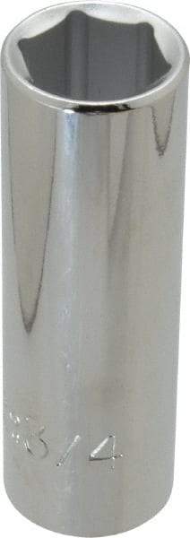 Proto - 3/4", 1/2" Drive, Deep Hand Socket - 6 Points, 3-1/4" OAL, Chrome Finish - All Tool & Supply