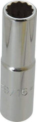 Proto - 9/16", 1/2" Drive, Deep Hand Socket - 12 Points, 3-1/4" OAL, Chrome Finish - All Tool & Supply