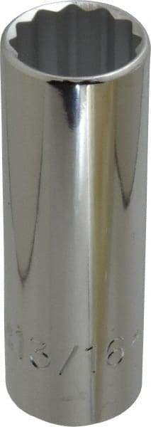 Proto - 13/16", 1/2" Drive, Deep Hand Socket - 12 Points, 3-1/4" OAL, Chrome Finish - All Tool & Supply