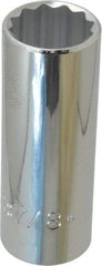 Proto - 7/8", 1/2" Drive, Deep Hand Socket - 12 Points, 3-1/4" OAL, Chrome Finish - All Tool & Supply