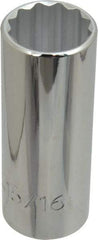 Proto - 15/16", 1/2" Drive, Deep Hand Socket - 12 Points, 3-1/4" OAL, Chrome Finish - All Tool & Supply