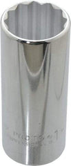 Proto - 1", 1/2" Drive, Deep Hand Socket - 12 Points, 3-1/4" OAL, Chrome Finish - All Tool & Supply