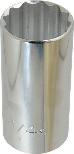 Proto - 1-1/4", 1/2" Drive, Deep Hand Socket - 12 Points, 3-1/4" OAL, Chrome Finish - All Tool & Supply