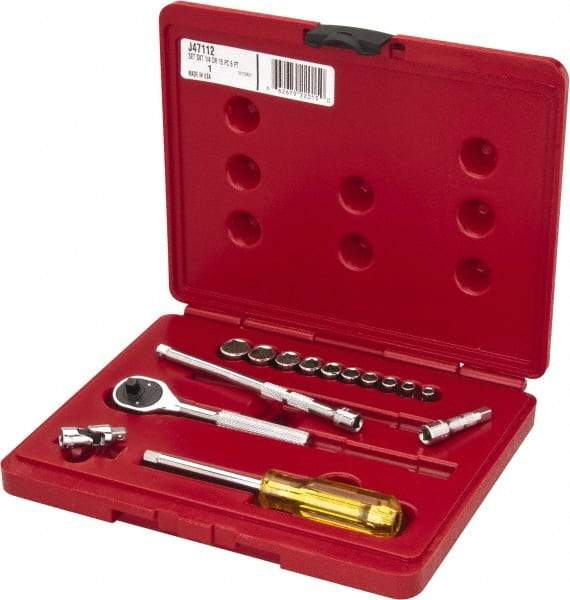 Proto - 15 Piece 1/4" Drive Socket Set - 6 Points, 3/16" to 9/16" Range, Inch Measurement Standard - All Tool & Supply