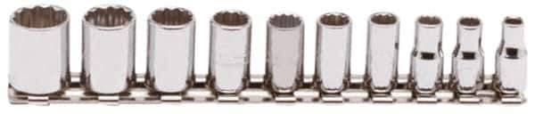 Proto - 10 Piece 1/4" Drive Socket Set - 12 Points, 3/16" to 9/16" Range, Inch Measurement Standard - All Tool & Supply