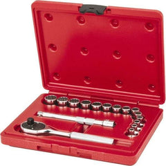 Proto - 16 Piece 3/8" Drive Socket Set - 12 Points, 6mm to 19mm Range, Metric Measurement Standard - All Tool & Supply