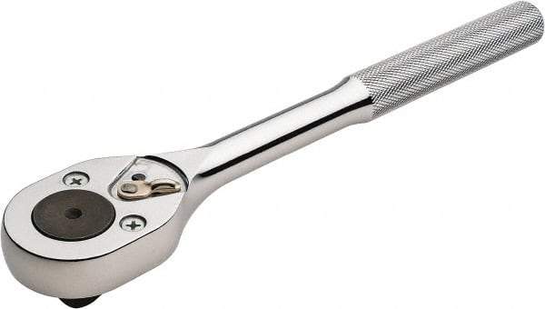 Proto - 1/2" Drive Pear Head Ratchet - Chrome Finish, 10" OAL, 24 Gear Teeth, Standard Knurled Handle, Standard Head - All Tool & Supply