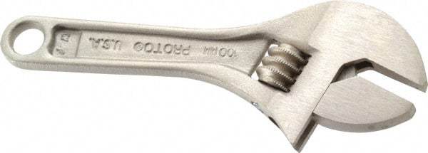 Proto - 1/2" Jaw Capacity, 4" Standard Adjustable Wrench - Steel, Chrome Finish - All Tool & Supply