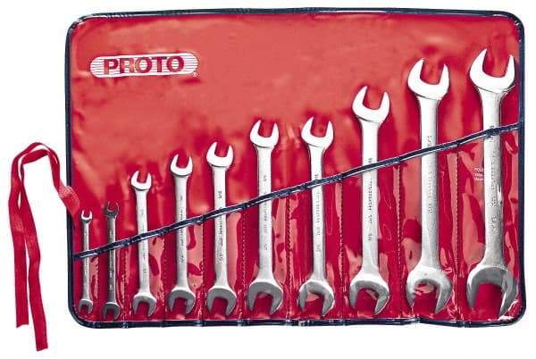 Proto - 10 Piece, 1/4" x 5/16" to 1-1/16" x 1-1/8", Open End Wrench Set - Inch Measurement Standard, Satin Finish, Comes in Nylon Roll - All Tool & Supply